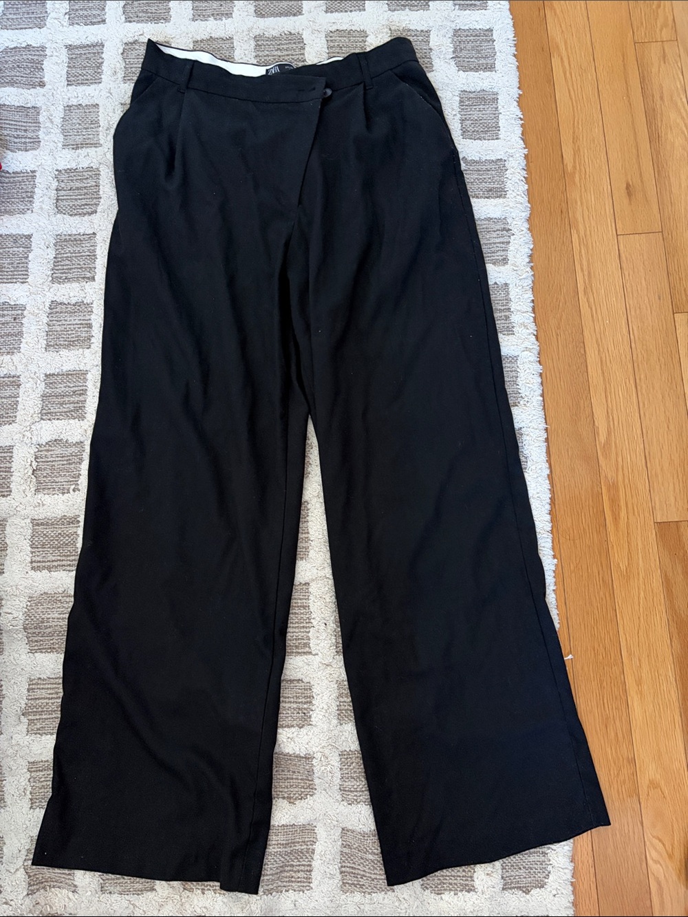 Zara Black High-Waist Trousers with Button Detail